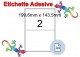 Etichette adesive A4 199,6 x 143,5 mm 2 etichette per pagina 100 Fogli
