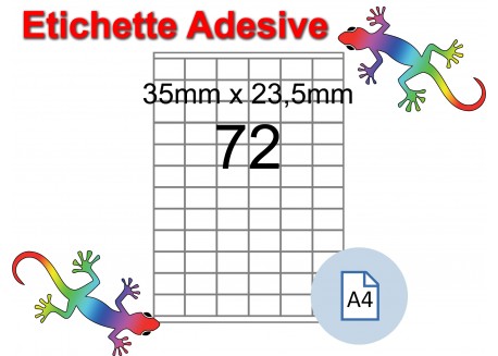 Etichette adesive A4 35 x 23,5 mm 72 etichette per pagina 100 Fogli