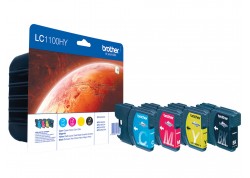 Kit 4 Cartucce Originali Brother LC1100HYVALBP Nero, Ciano, Magenta e Giallo