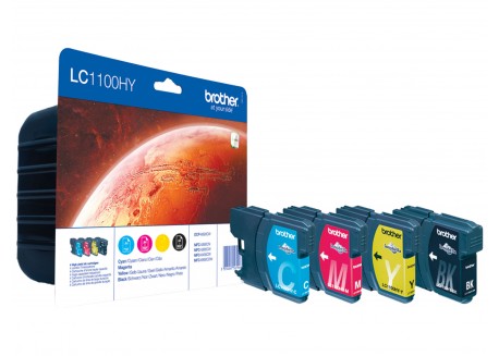 Kit 4 Cartucce Originali Brother LC1100HYVALBP Nero, Ciano, Magenta e Giallo