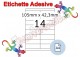 Etichette adesive A4 105 x 48 mm 12 etichette per pagina 100 Fogli